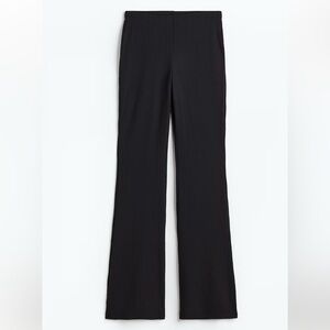 H&M Black Ribbed Elastic Waistband Flared Pants
